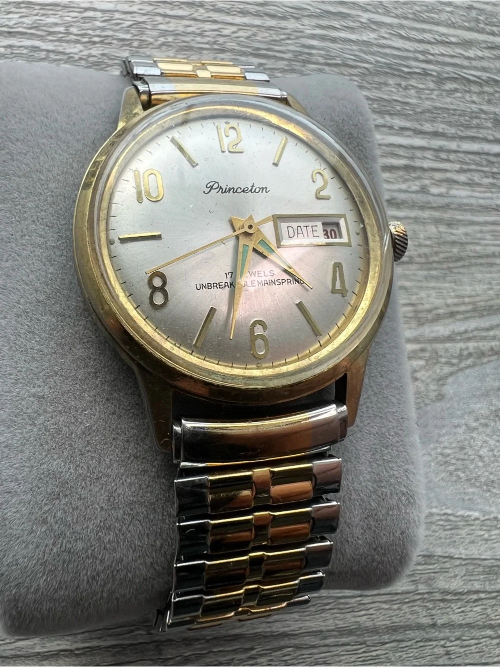 Princeton Men's Two-Tone Silver and Gold Date 17jewel mechanical watch